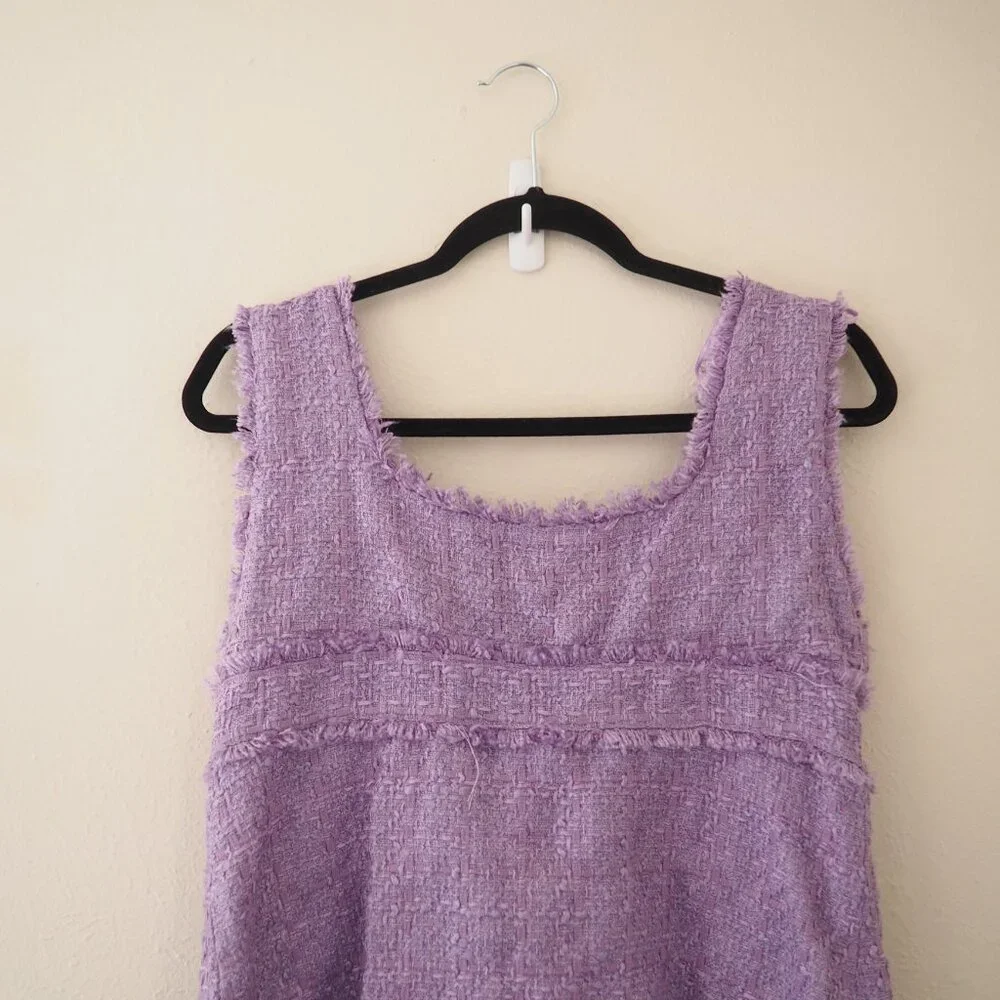 Zara Purple Tweed Sleeveless Mini Dress sz L - Picture 7 of 7